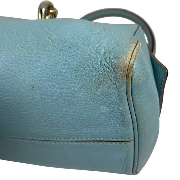 KATE SPADE Light Blue Pebbled Leather Barrel Baguette Shoulder Hand Bag - Picture 13 of 16